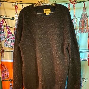 Haggar Men’s Speckled Cableknit Sweater - Navy